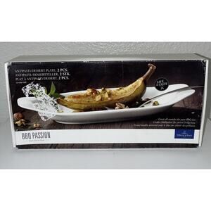 Villeroy Boch White BBQ Passion Antipasti Dessert Plate 2 Pieces New Old Stock